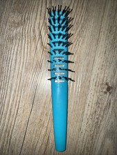 Vintage Hair Brush Stiff Nylon Aqua Turquoise Blue Plastic Handle 7.75 Made USA