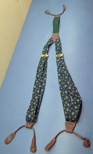 Vintage Polo Ralph Lauren Suspenders Black Silk Leather Derby Equestrian Jockey