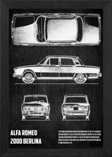 alfa romeo 2000 berlina poster arte da parete con cornice quadro stampa su tela