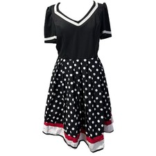 Retro 1950's Dress Inspired - Fit Flare - Black White Polka Dot- Size 2X