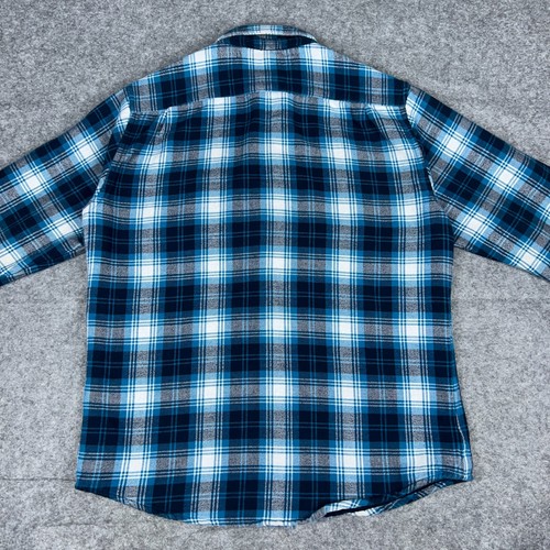 Relwen Shirt Men Large Blue Plaid Chamois Lined Flannel Blanket Button Huckberry - Picture 7 of 10