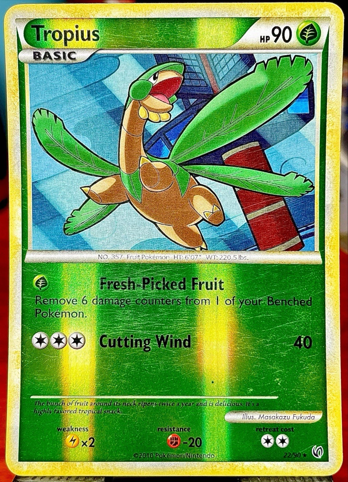 REVERSE HOLO Pokemon Heart Gold Soul Silver Tropius 22/90 HGSS Undaunted LP 🔥