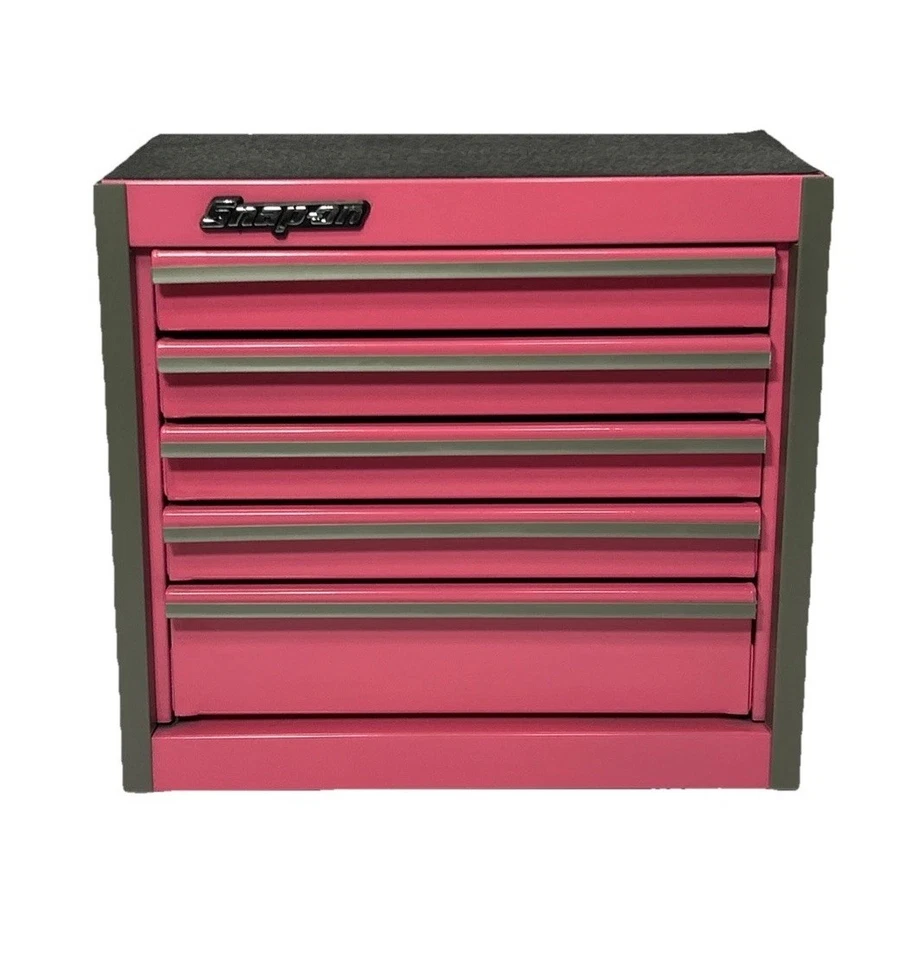 Caja de herramientas de almacenamiento de gabinete de 5 cajones mini metal rosa 7,75" a presión Foto 3 de 4