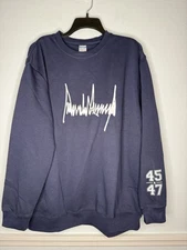 Donald J Trump Signature Sweatshirt Pullover 45 47 USA President Crew Neck