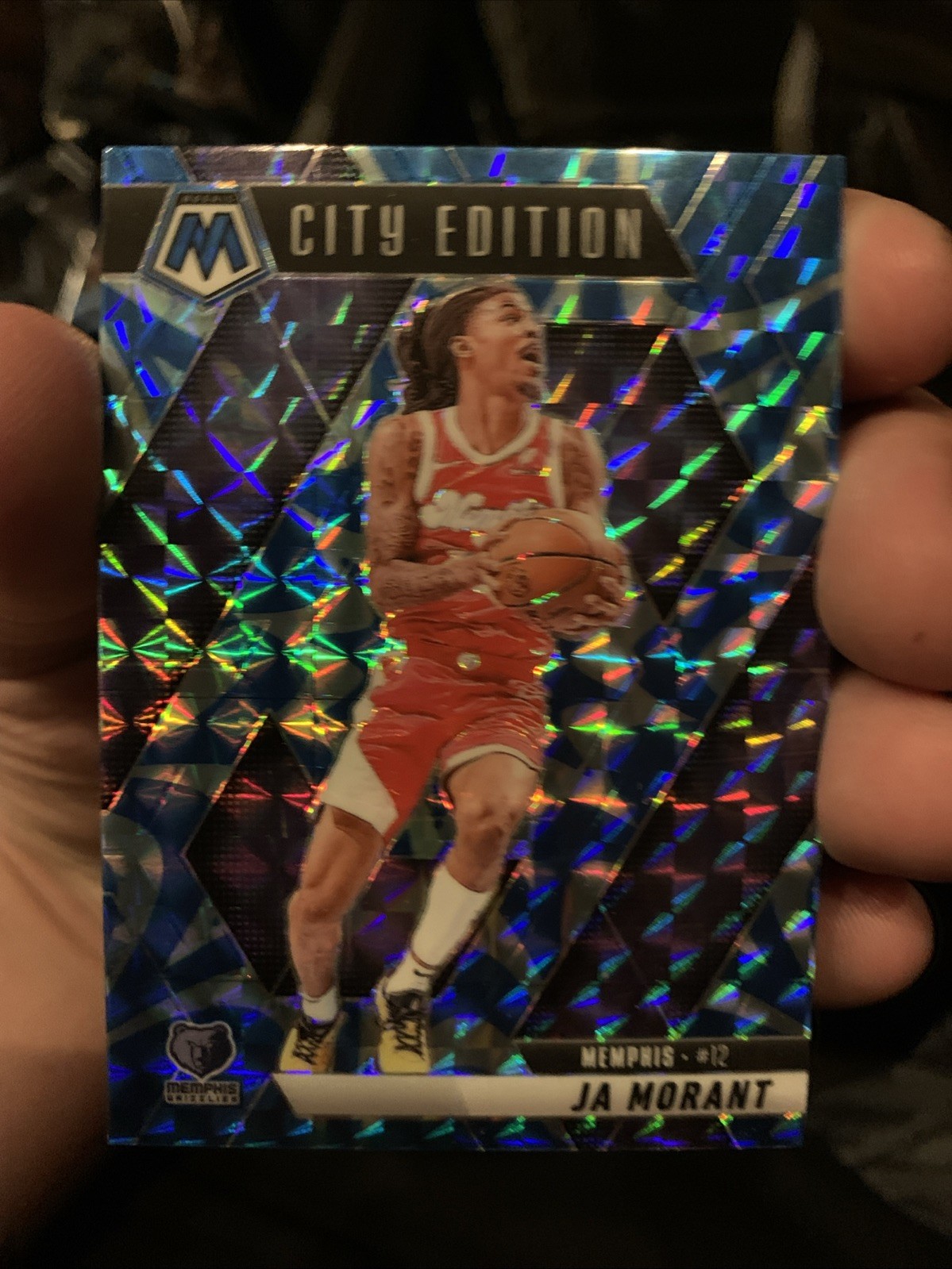 2024-25 Panini Mosaic - Ja Morant #195 Fluorescent Blue Mosaic Prizm /75
