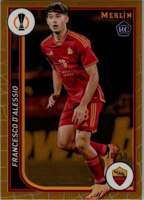 2023-24 Topps Merlin UCC Francesco D'alessio #134 Gold Refractor /50 (RC) Roma