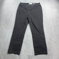 Lafayette 148 New York Thompson Jeans Washed Black Gray Straight Leg Size 14