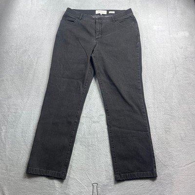 Lafayette 148 New York Thompson Jeans Washed Black Gray Straight Leg Size 14