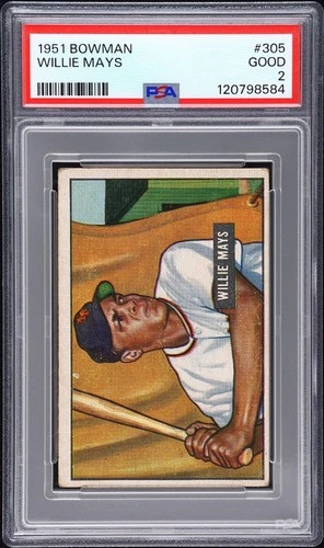 1951 BOWMAN #305 WILLIE MAYS ROOKIE RC PSA 2
