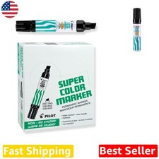 Super Color Jumbo Permanent Markers 12-Pack Black Xylene-Free Refillable Chisel