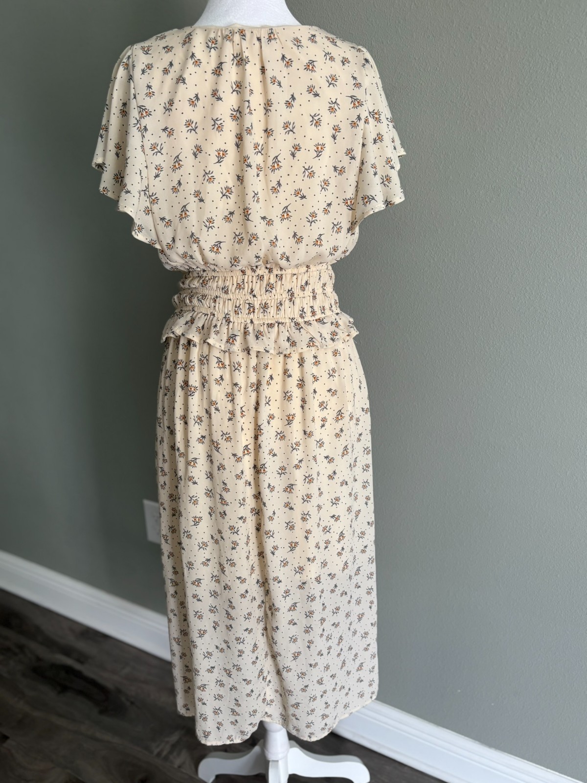 Sienna Sky Womens Ivory Floral Button Front Long Maxi Dress Size Medium