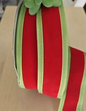 1.5" 5 YDS Wired Felt Christmas Ribbon Grinch Themed Gift Wrap Wreath Ribbon