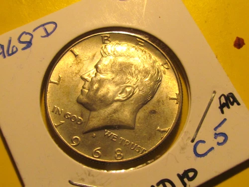 1968 D Kennedy Half Dollar, 40% Silver, Cieculated AU  #c15