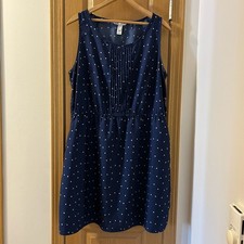 MNG by Mango Blue Polka Dot Sleeveless Pleated Dress Size 10