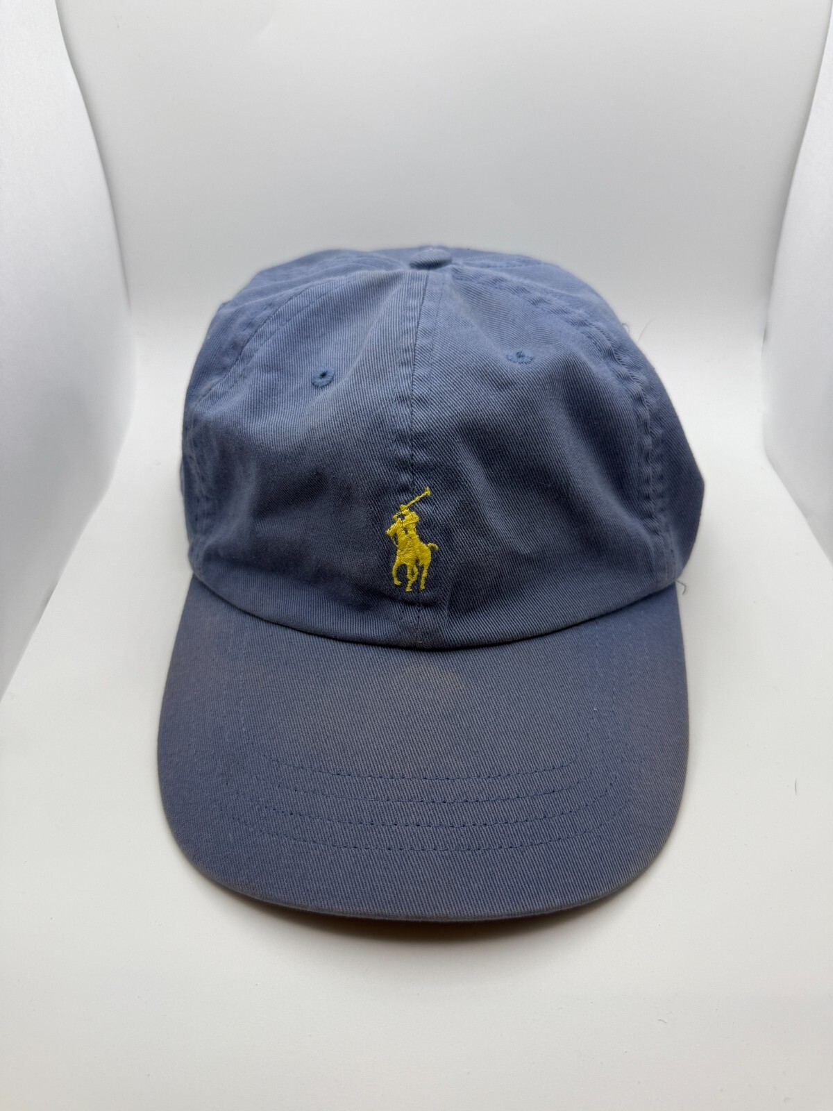 Cappello Polo Ralph Lauren uomo pelle strapback blu giallo berretto regolabile logo pony