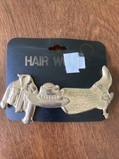 Vtg Western Hair Barrette Metal Clip Cowgirl 90's Hat Boot Jacket Goldtone NIP