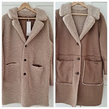 Tom Tailor Ladies Reversible Faux Fur Suede Teddy Jacket Size Xl Bnwt Rrp £130