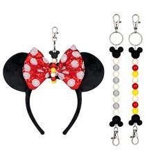 2Pcs Mouse Ear Holder for Backpack Beaded Lanyard Keychain Park Trip Essentia...