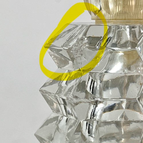 Bottiglia profumo doppia art deco in vetro tagliato con tappi a strati, sfaccettature anni '30 LEGGI - Foto 5 di 10