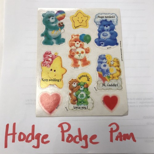 Vtg 80s American Greetings Care Bears Sticker Sheet Grumpy Funshine Bedtime Luck - Picture 7 of 8