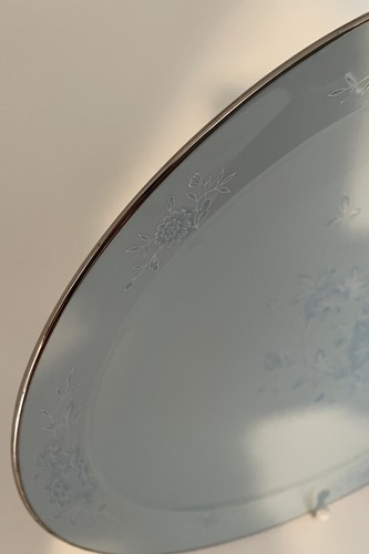 Noritake "Engagement" BLUE/GREEN Pattern 8009 Serving Platter Plate MCM Wow! - Picture 3 of 7
