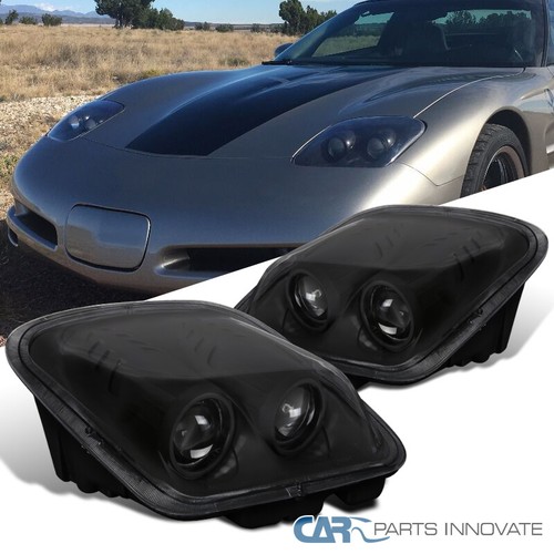 For 97-04 Chevy Corvette C5 Replacement Projector Matte Black Headlights Lamps