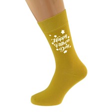 Happy Fathers Day Star Design Mens Mustard Yellow Socks UK Size 5-12 - X6N1073