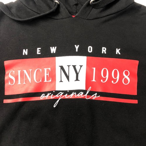 Nueva York 1998 Originales H&M Para Mujer Negro Recortado Sudadera con Capucha Mediana Retro Gimnasio Yoga - Imagen 2 de 11