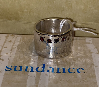 NWT Sundance Catalog Silver  Garnet Quartet Ring  size 5.5-6 $165