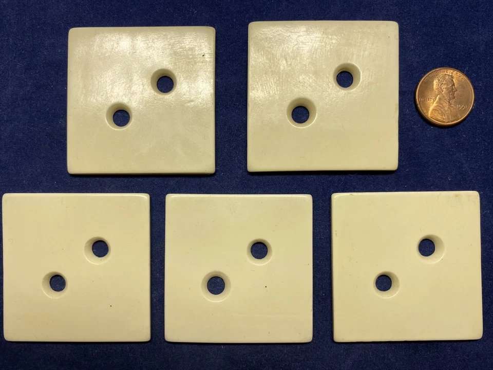 LARGE Vintage Off-White Celluloid Geometric Square Buttons Set of 5 (S2) - Image 2 of 4