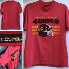 Vintage San Francisco 49ers T-Shirt Red Made in USA 70s 80s RN 13765 size L