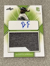 DAKOTA JORDAN  2021 Leaf Perfect Game Jersey Patch AUTO #7/20 Miss St., GIANTS