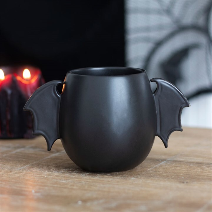 Bat Wing Rounded Gothic Vampire Coffee Mug. Novelty Mug Gift