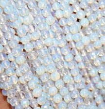 4mm Faceted Natural White Opal Gemstone Round Loose Beads 15'' AAA