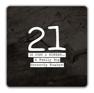 21. Geburtstag 2er Pack Getränke Untersetzer Twenty One 21 große erwachsene Zahl - 9cmx9cm
