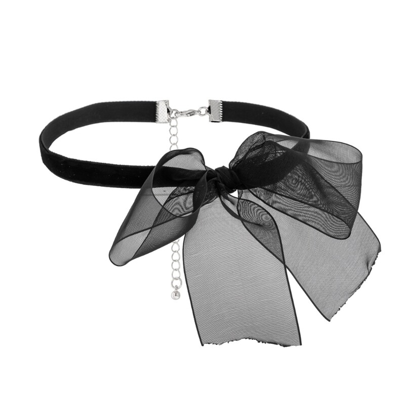 Fashion Black Mesh Bowknot Neckband Temperament Neck Chain Sweet Choker Jewelry