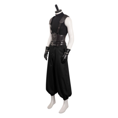 Final Fantasy 7 Zack Fair Cosplay Custome Men Black Top Pants Suit