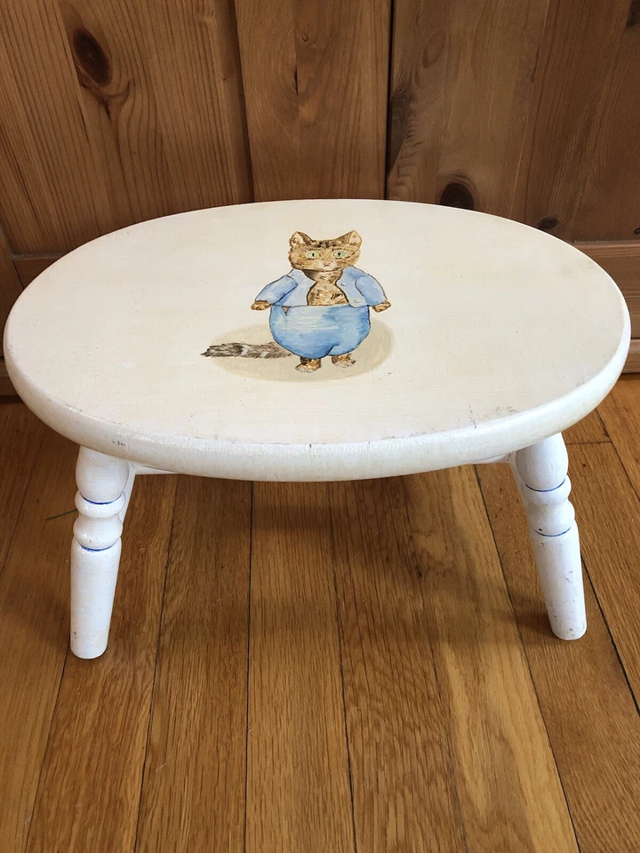 Reposapiés vintage con imagen de gato pintada a mano ☼ Foto 2 de 4