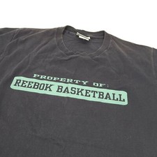Vtg Reebok Basketball Made in USA Blue Graphic T-Shirt Sz M