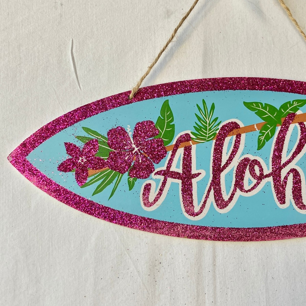 ALOHA LUAU Wood Tiki Bar Sign Surf Board Door Plaque Hawaiian