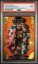 2022 PANINI SELECT NEON ORANGE PULSAR FOTL #19 Walker Kessler ROOKIE 13/15 PSA 9