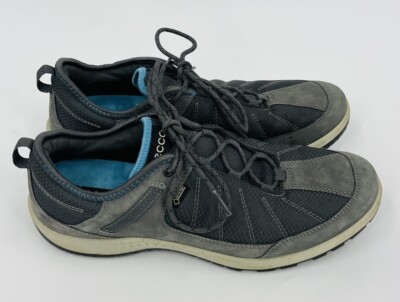 ECCO Receptor Lite Shoes Womens 10 / 41 Gray Yak Leather Walking Hiking Sneakers