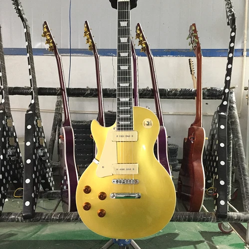 Left-handed LP Electric Guitar Gold Top P90 Pickups ABR Bridge Free Shipping