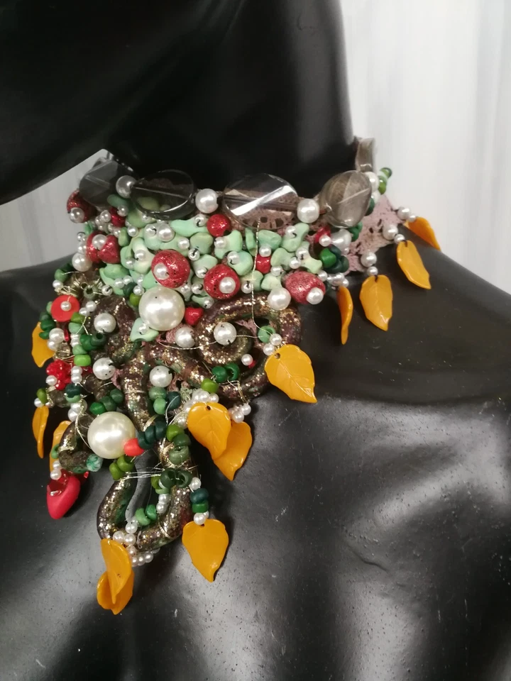 mujer joyería victoriana gargantilla collar perla strass collar collar bordado Foto 4 de 4