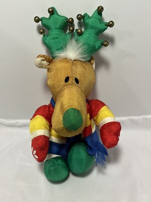 VIntage 80's Christmas Puffy Nylon Reindeer Bells Holiday Snowflake Mittens