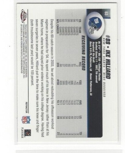 2004 TOPPS CHROME FOOTBALL REFRACTORS INSERT SERIES SINGLES - Picture 2 of 2