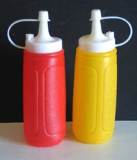 Pair Plastic Ketchup and Mustard Condiment Squeeze Dispensers FREE SH