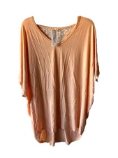 Be Stage Boutique Blouse All The Details Lace Top In Peach Women's Small