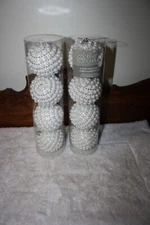 Set 2 Total 8 Winter Wonder Lane Festive Charm Ornaments White Silver Bead NIP