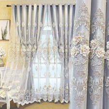 Luxury Embroidery Curtains Living Room Bedroom Double Layer Blackout Yarn Tulle